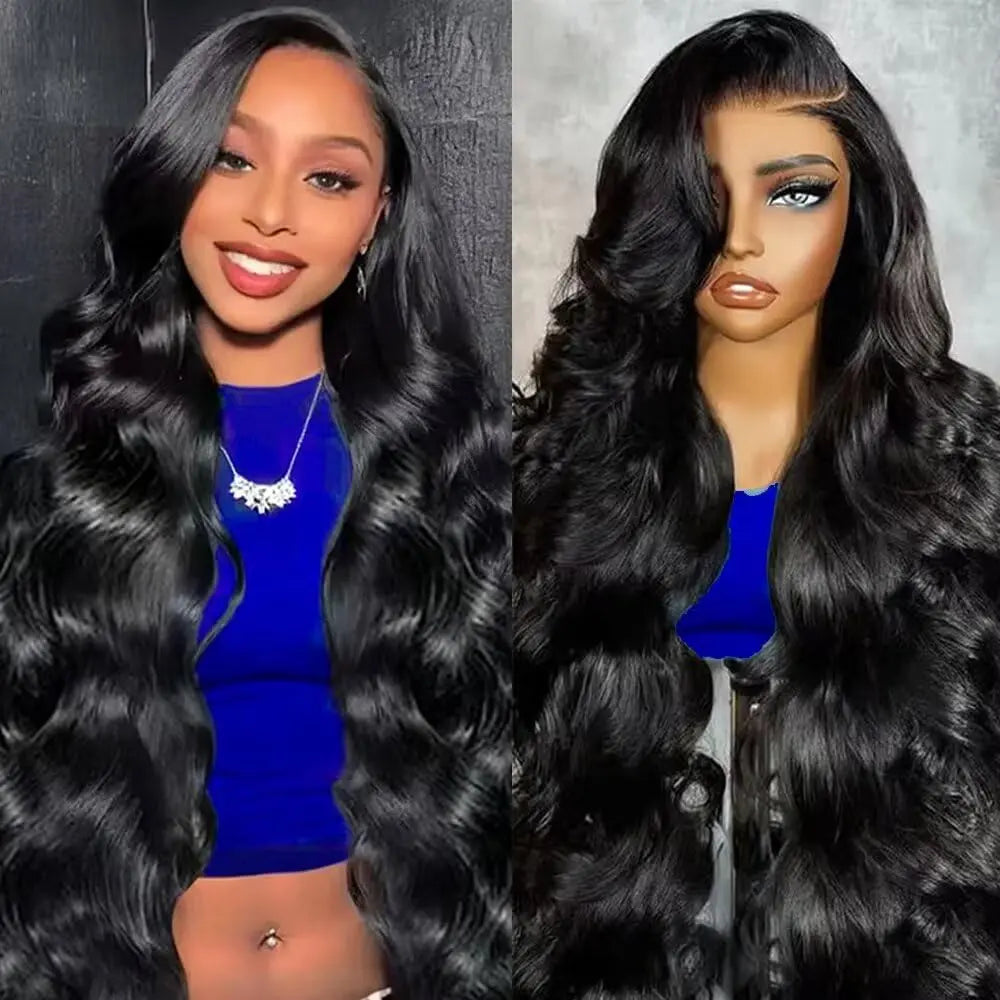 Body Wave Human Hair Wig 13X4 Lace Front Wigs for Women 180 Density Pre Plucked Brazilian Virgin Wigs Human Hair Wig 18 Inch Natural Black