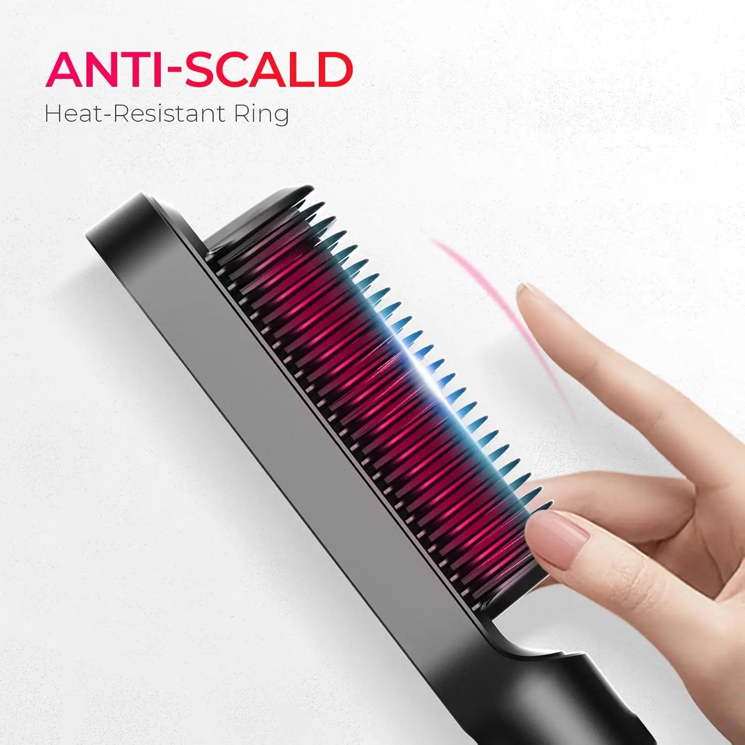 Hair Straightener Brush UK, Flat Iron and Hair Brush 2-In-1, Anti-Scald, Fast Heating, 5 Temp Settings (130℃-210℃), Professional Salon at Home, Wider Comb for Even Straightening, Black