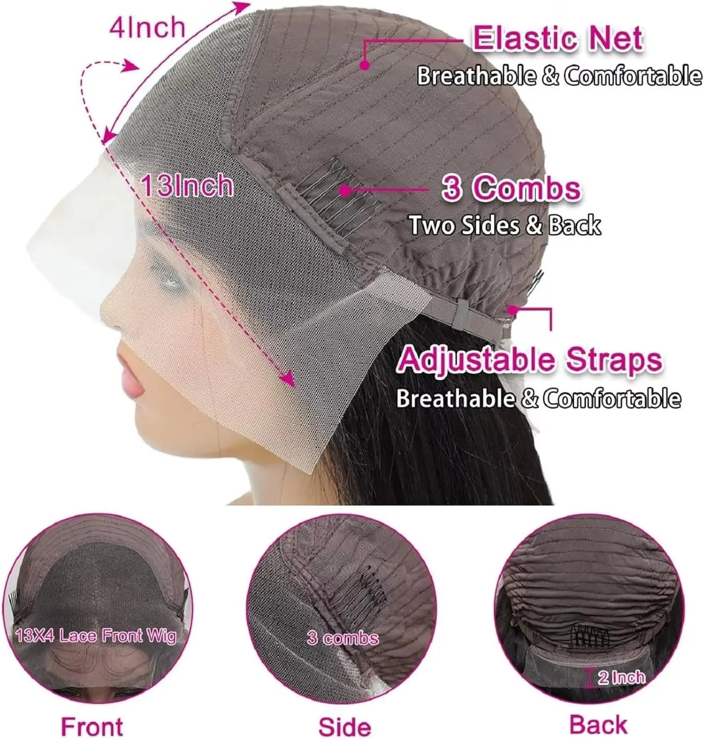 Body Wave Human Hair Wig 13X4 Lace Front Wigs for Women 180 Density Pre Plucked Brazilian Virgin Wigs Human Hair Wig 18 Inch Natural Black