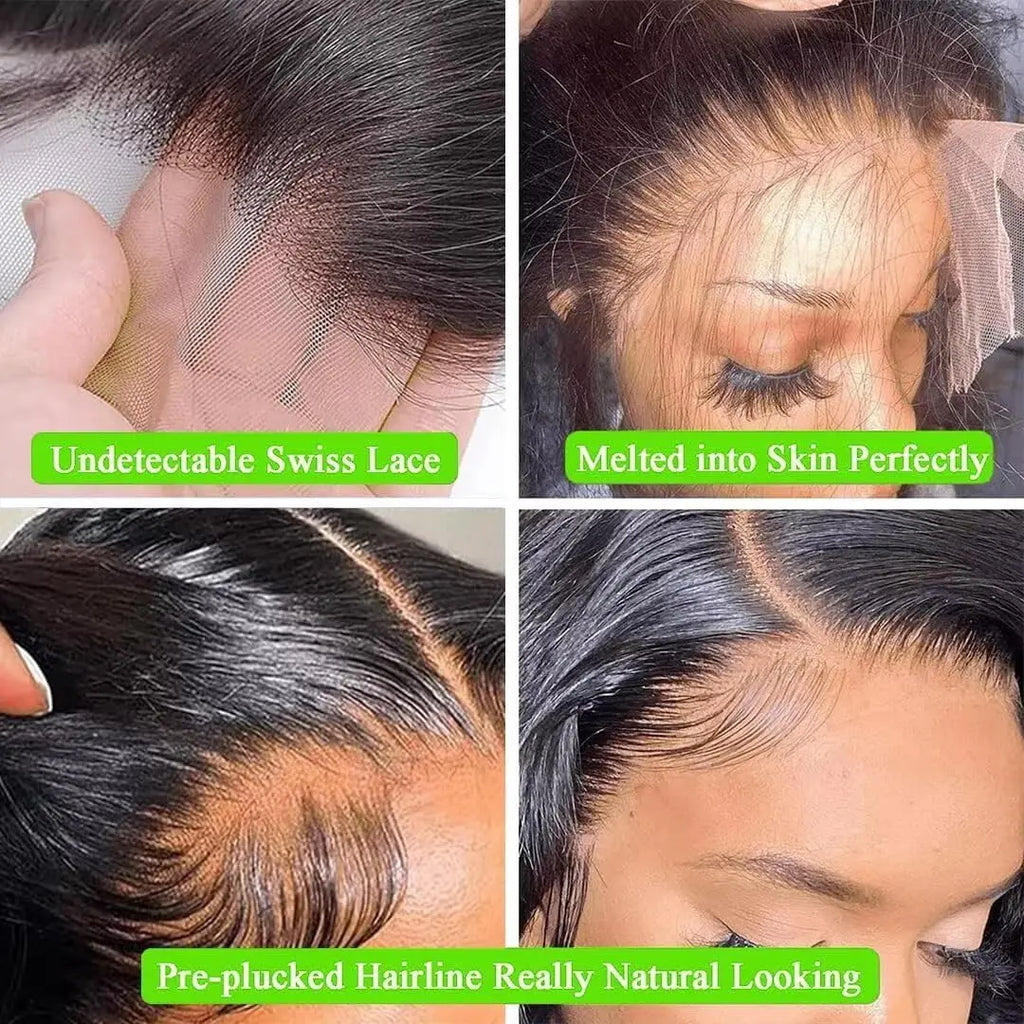 Body Wave Human Hair Wig 13X4 Lace Front Wigs for Women 180 Density Pre Plucked Brazilian Virgin Wigs Human Hair Wig 18 Inch Natural Black