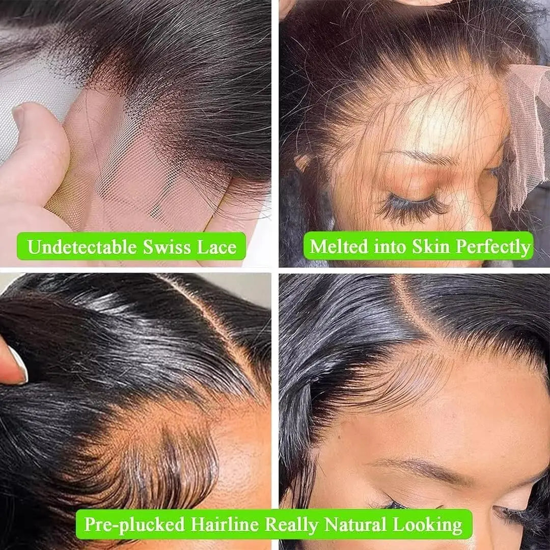 Body Wave Human Hair Wig 13X4 Lace Front Wigs for Women 180 Density Pre Plucked Brazilian Virgin Wigs Human Hair Wig 18 Inch Natural Black