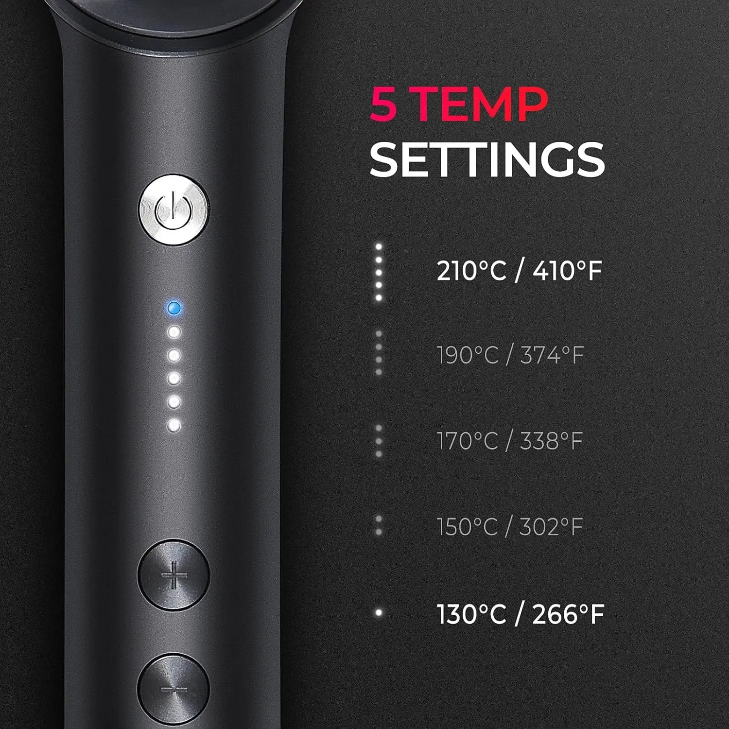 Hair Straightener Brush UK, Flat Iron and Hair Brush 2-In-1, Anti-Scald, Fast Heating, 5 Temp Settings (130℃-210℃), Professional Salon at Home, Wider Comb for Even Straightening, Black