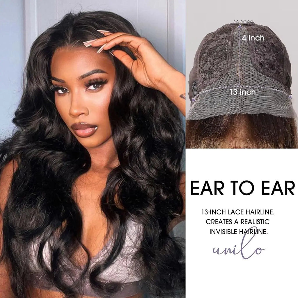 Body Wave Human Hair Wig Lace Front Wigs T Part Frontal Wigs for Black Women 150% Density Natural Body Wig for Women Brazilian Human Hair 10 Inch
