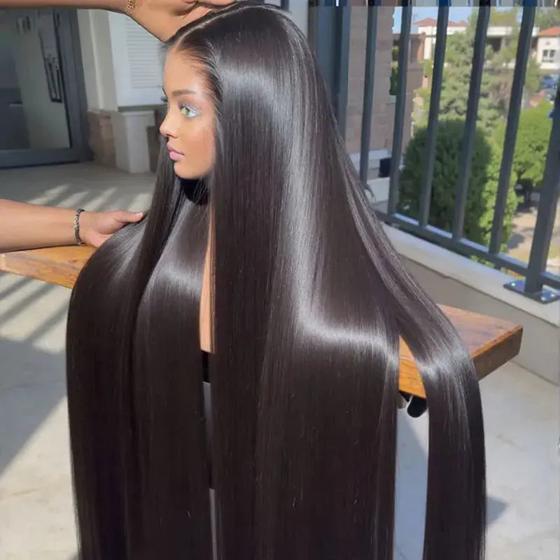 Lace Front Brazilian 13X4 Hd Bone Straight 30 Inch 180 200 Density Pre Plucked Wig Glueless