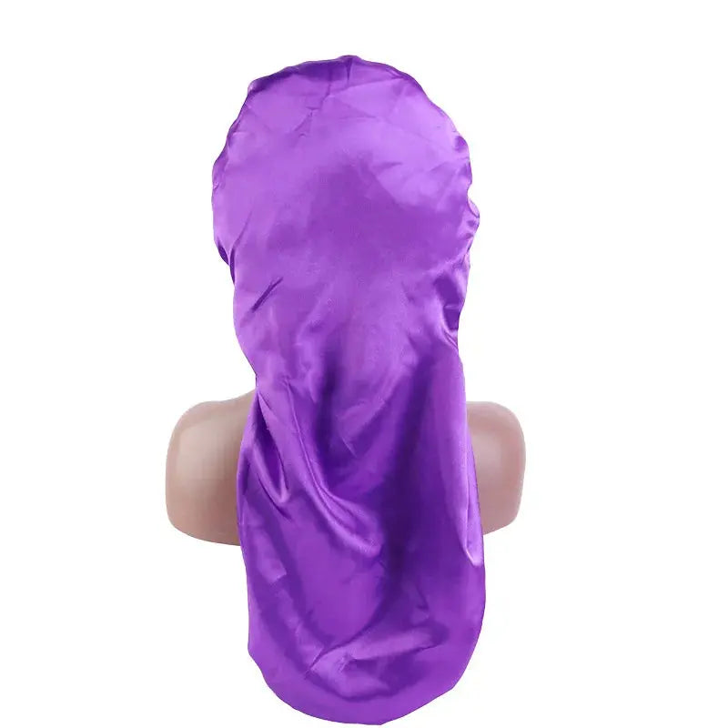 Custom Logo Large Long Satin Bonnet with Stretchy Tie Band Sleep Cap for Braids Silk Hair Bonnet