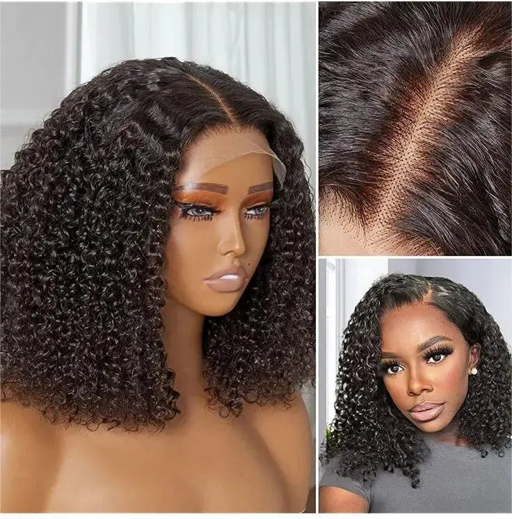 Wholesale 8-16 Inch Raw Brazilian Hair 5*5 Glueless HD Lace Wig Kinky Curly Double Drawn Bob Wig 100% Human Hair for Black Women