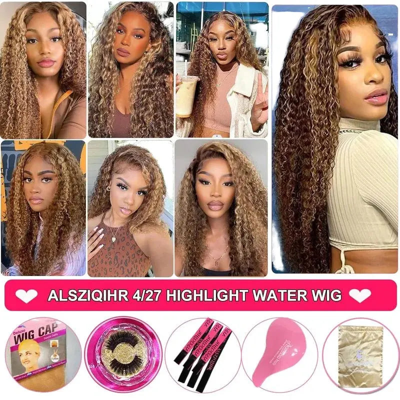 100% Virgin Brazilian Blonde Ombre Piano Color HD Lace Front Wigs Long Highlight Wigs with Small Cap Size Frontal Wigs