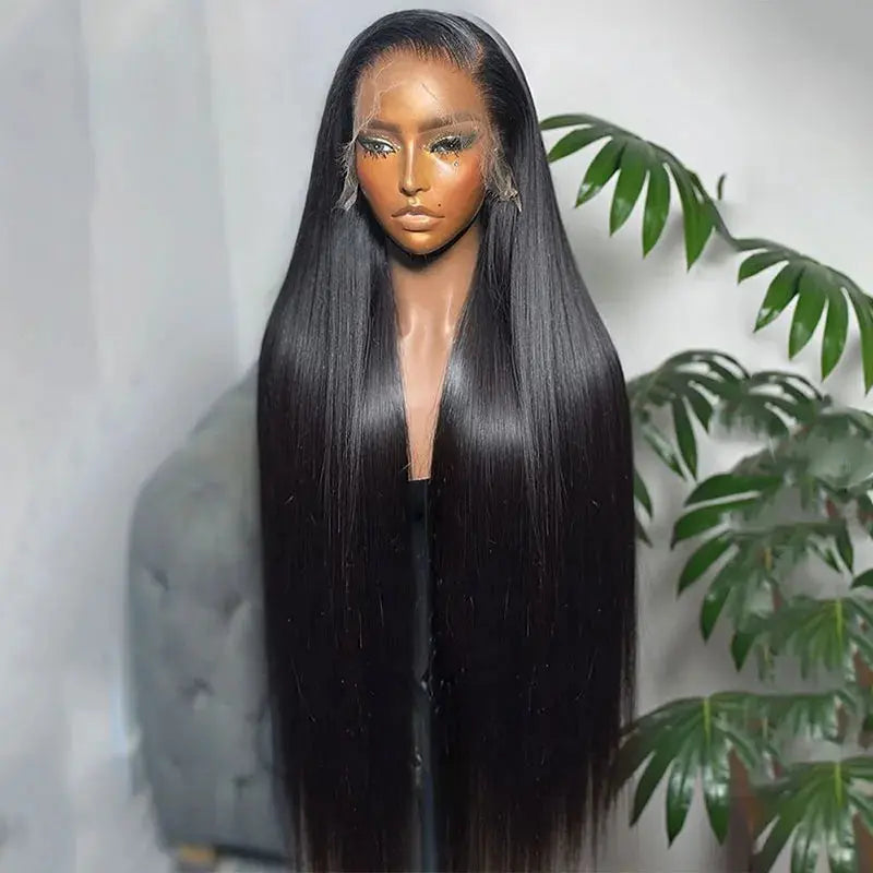 Lace Front Brazilian 13X4 Hd Bone Straight 30 Inch 180 200 Density Pre Plucked Wig Glueless