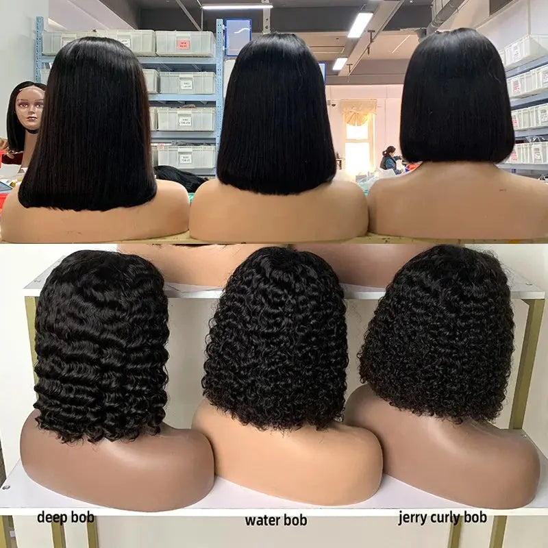 Wholesale 8-16 Inch Raw Brazilian Hair 5*5 Glueless HD Lace Wig Kinky Curly Double Drawn Bob Wig 100% Human Hair for Black Women