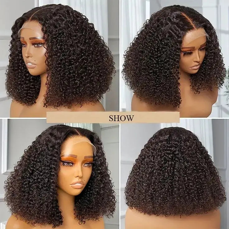 Wholesale 8-16 Inch Raw Brazilian Hair 5*5 Glueless HD Lace Wig Kinky Curly Double Drawn Bob Wig 100% Human Hair for Black Women