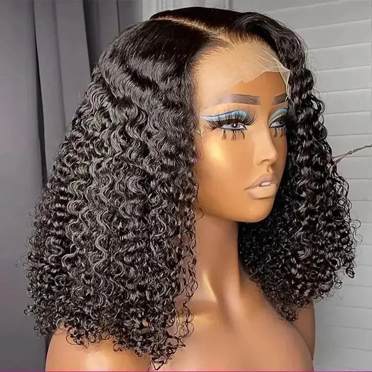 Wholesale 8-16 Inch Raw Brazilian Hair 5*5 Glueless HD Lace Wig Kinky Curly Double Drawn Bob Wig 100% Human Hair for Black Women