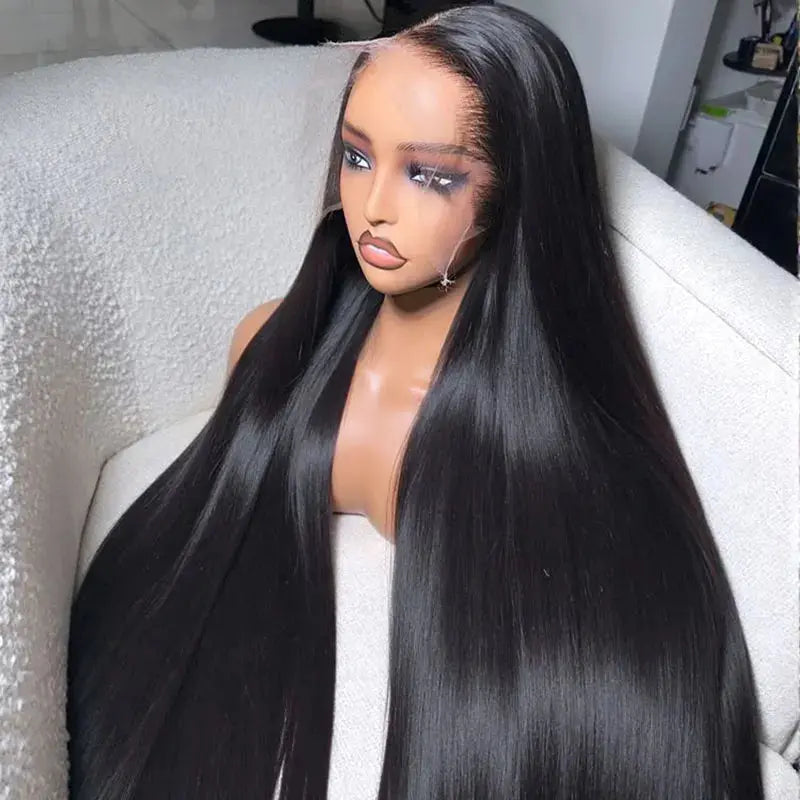 Lace Front Brazilian 13X4 Hd Bone Straight 30 Inch 180 200 Density Pre Plucked Wig Glueless